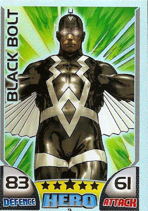 TOPPS HERO ATTAX - MARVEL UNIVERSE - BLACK BOLT "RAINBOW FOIL" CARD 9