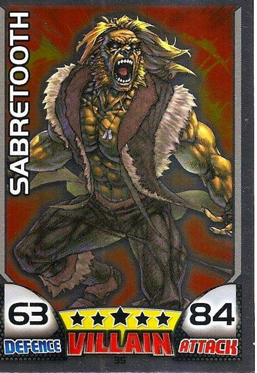 TOPPS HERO ATTAX - MARVEL UNIVERSE - SABRETOOTH "FOIL" CARD 35