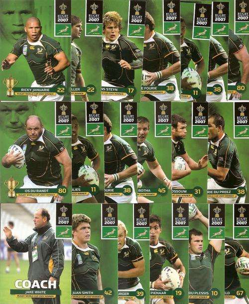 2011 RUGBY WORLD CUP COLLECTION - 2007 WORLD CHAMPIONS `COMPLETE 54 BASE CARD SET` - NO FOILS
