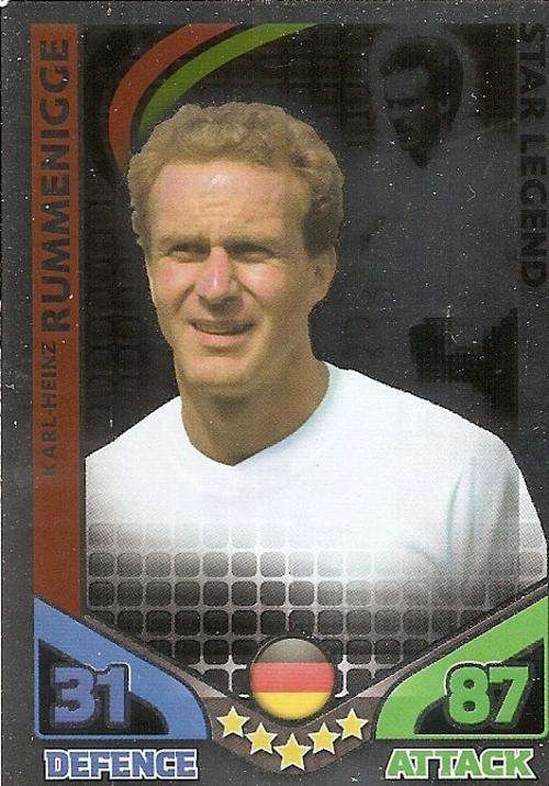 MATCH ATTAX WORLD CUP LEGENDS 2010 - KARL H. RUMMENIGGE `STAR PLAYER` LEGEND CARD