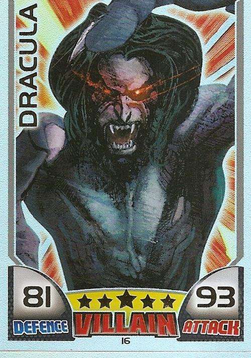 TOPPS HERO ATTAX - MARVEL UNIVERSE - DRACULA "RAINBOW FOIL" CARD 16