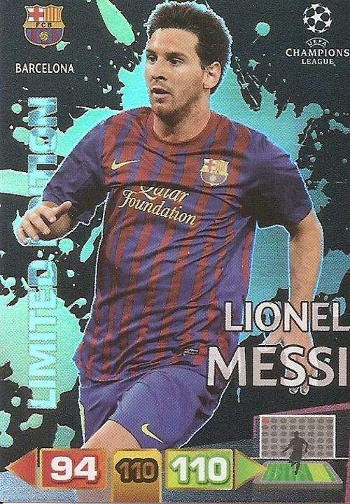 LIONEL MESSI - PANINI `CHAMPIONS LEAGUE` 2011/2012 - `LIMITED EDITION` TRADING CARD