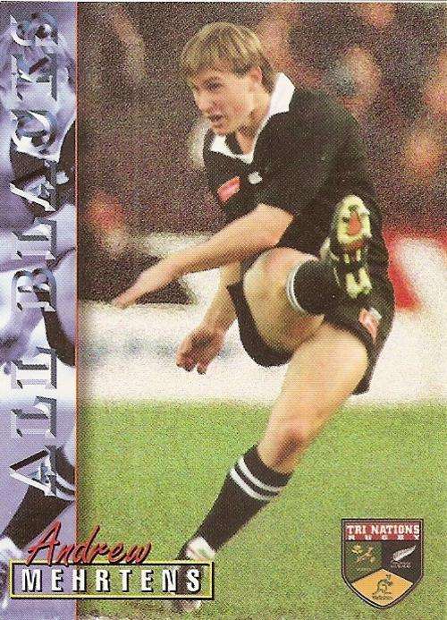 RUGBY 1997 COLLECTION by PANINI - ANDREW MERTHENS "ALL BLACKS" BASE CARD 44