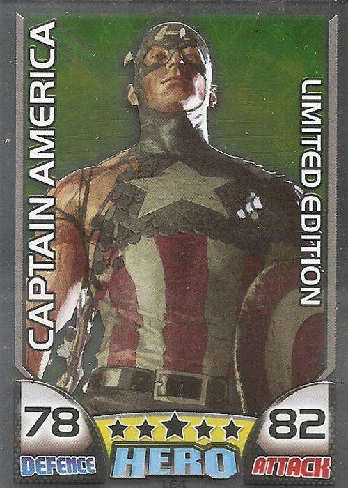 TOPPS HERO ATTAX - MARVEL UNIVERSE - CAPTAIN AMERICA "RARE" LIMITED EDITION CARD L4