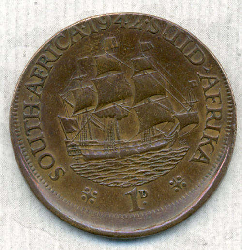 South Africa 1942 1d - One Penny - Complete Missed Strike !