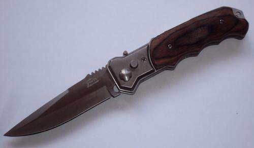 Medium Stainless Steel Flick Knife with wood Handle