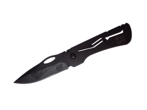 SR248 Black Pocket Lock knife with Tiger Head Motive