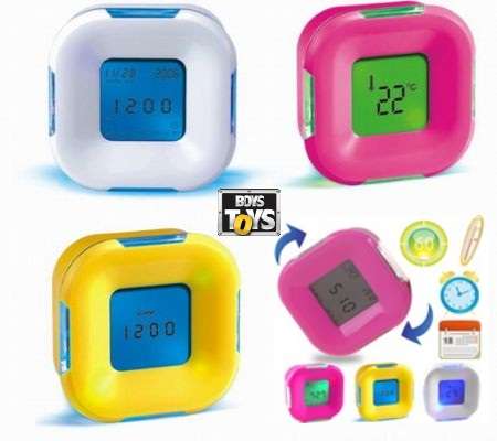 Rotate 4 Sides Double LED Digital Time Temp Alarm Clock