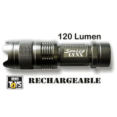 SUPA LED LYNX TITANIUM 16340 RECHARGE 120LUM TORCH G/BOX ***HOT ITEM***