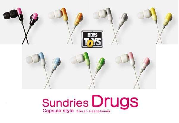 Sundries Drugs Capsule Style Stereo Headphones
