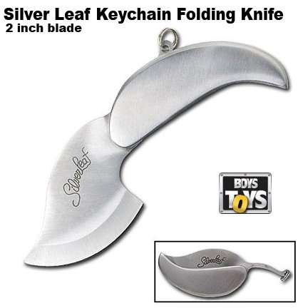 Silver Leaf Pocket Knife Key Chain