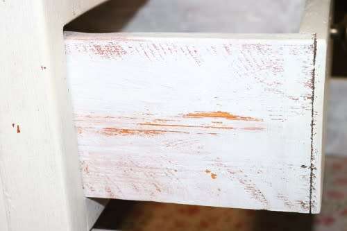 A stylish Shabby-chic cabinet w/ amazing stained glass door & white paint technique