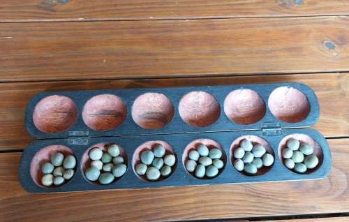 African Oware (Mancala) Seed Board Game
