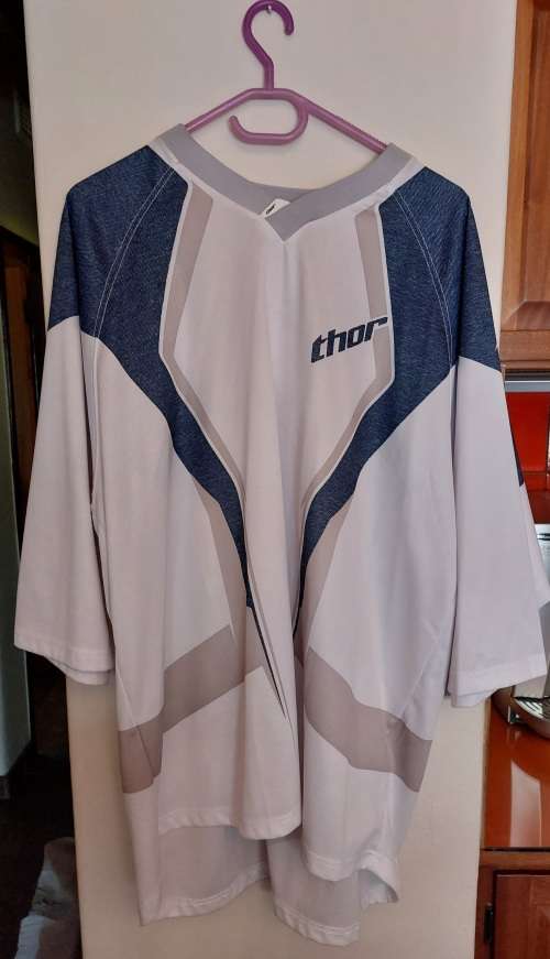 Thor MX Short Sleeve Jersey - White / Grey / Blue