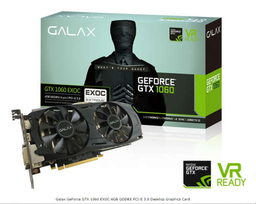 Galax GeForce GTX 1060 6GB GDDR5 PCI-E 3.0 Desktop Graphics Card