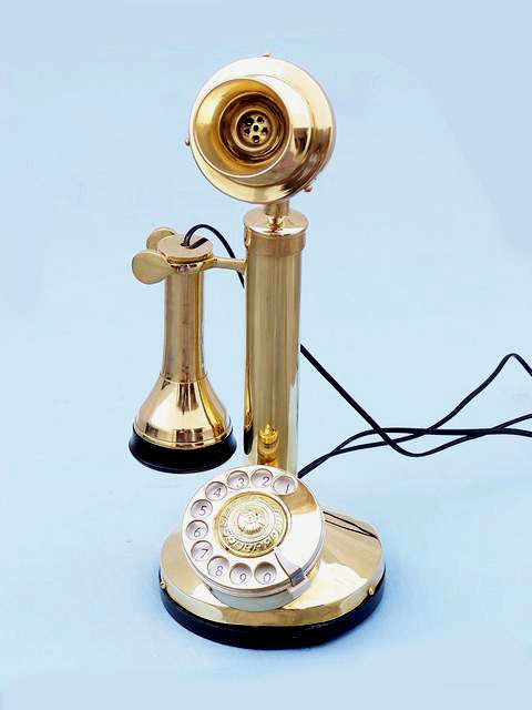 GORGEOUS ANTIQUE STYLE SOLID BRASS CANDLE PHONE