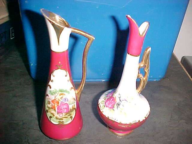 LOVELY MARKED CHINA SMALL VASES 13CM HIGH