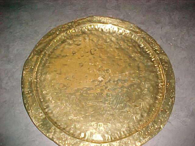 LARGE BRASS TRAY PLAIN  44CM DIAMETER