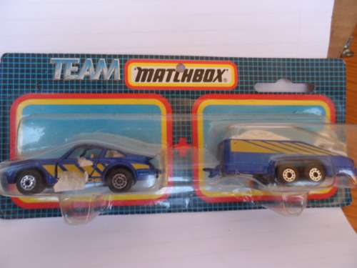 Matchbox Superfast TEAM MATCHBOX Porsche and Glider Set Metallic Blue HTF Thailand  [M305]]