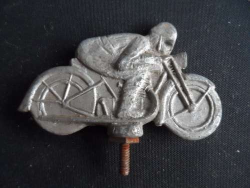 Vintage bike mascot metal