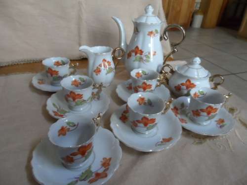 Very dainty  CHERRY CHINA  vintage expresso coffee set