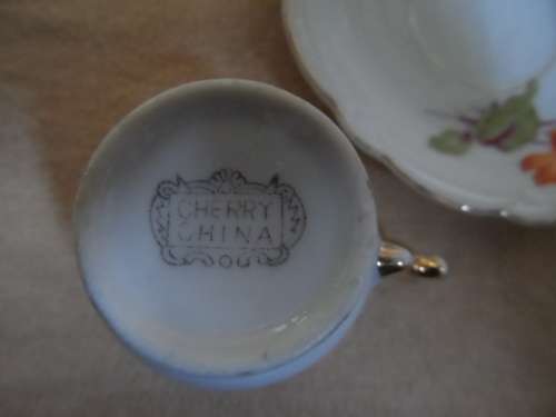 Very dainty  CHERRY CHINA  vintage expresso coffee set