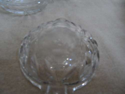 Beautiful rose cut glass bon bon dish and 2 small ashtrays