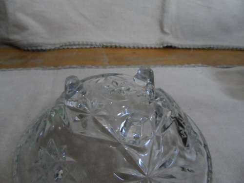 Beautiful rose cut glass bon bon dish and 2 small ashtrays