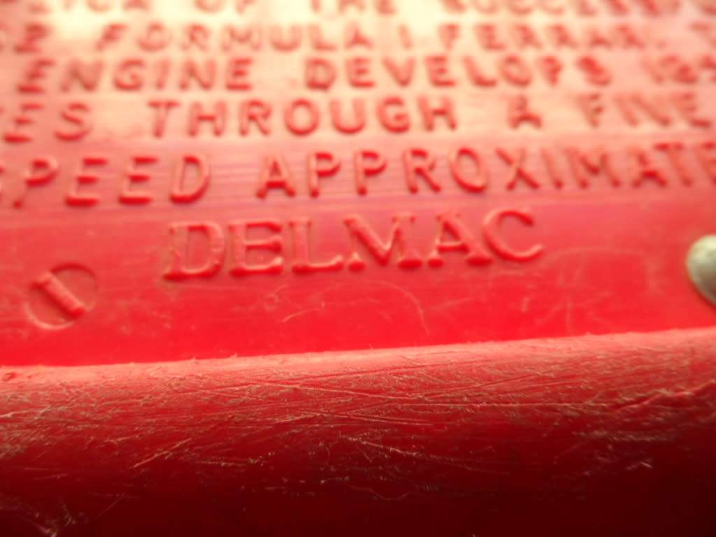 Very old plastic replica 61/62 F 1 replica Ferrari CALTEX  55cm long.  In played with condition