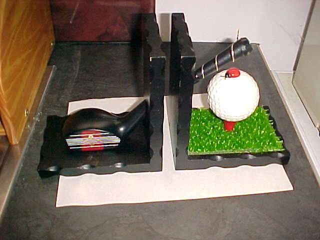 STUNNING PORCELAIN GOLF BOOKENDS STILL IN BOX