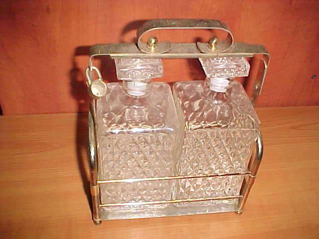 Metal tantaliss with glass decanter