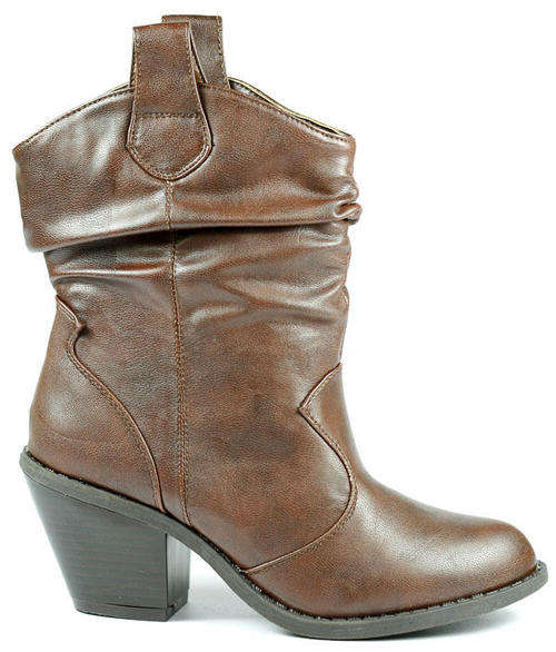 **NEW ARRIVALS**WESTERN COW BOY STYLE HEELS****DARK BROWN*