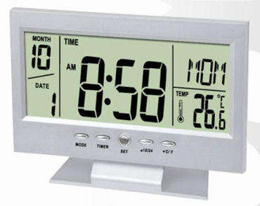 Voice Control Backlight LCD Clock