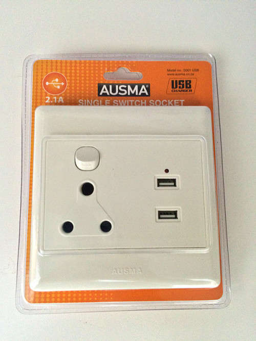 Single Switched Socket Outlet with USB Charger 2 Year Warranty