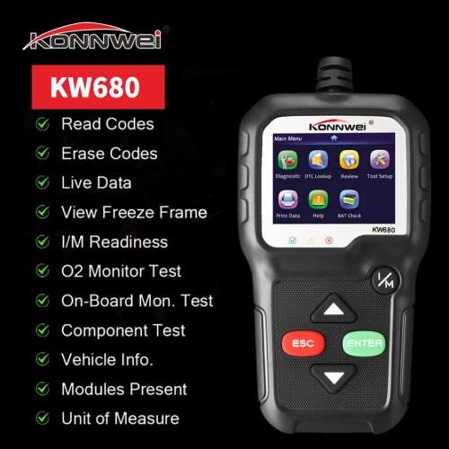 KONNWEI KW680 Code Reader Diagnostic Scanner Full OBDII EOBD Functions