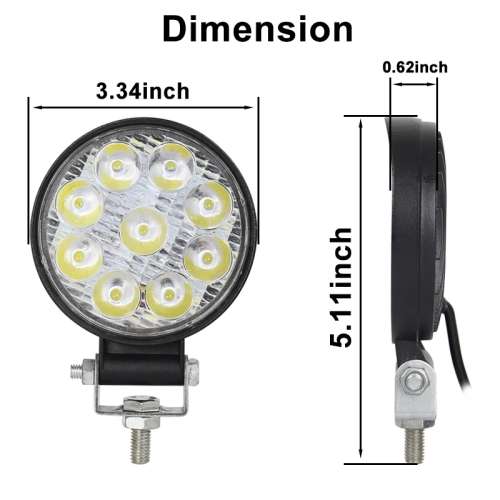 27 Watt 12V Round Work Light Car Light set of 2