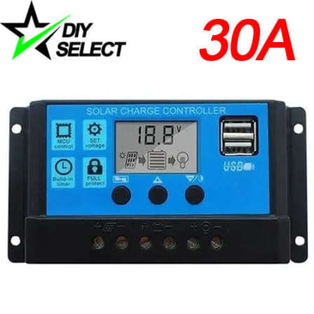 Solar Charge Controller Regulator 12/24V 30A with Display USB