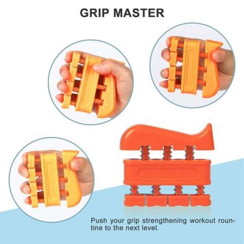 5 Pack Hand Grip Strengthener Finger Forearm Strength Exerciser Kit-Orange