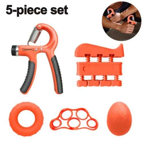 5 Pack Hand Grip Strengthener Finger Forearm Strength Exerciser Kit-Orange