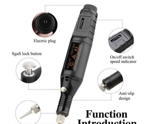 Professional Electric Manicure Nail Drill Machine - Black