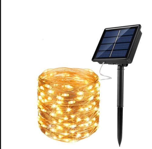 20m LED Outdoor Solar Copper String Fairy Light 200 LED - Warm White