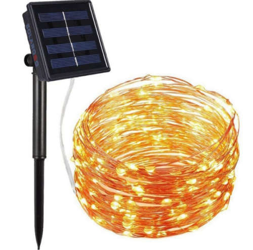20m LED Outdoor Solar Copper String Fairy Light 200 LED - Warm White