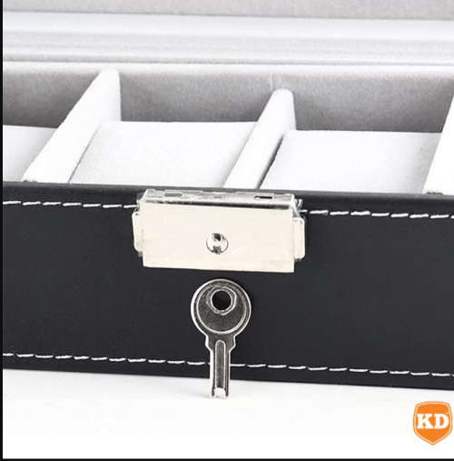 Killer Deals 6 Compartment PU Leather Watch Display Box - Black