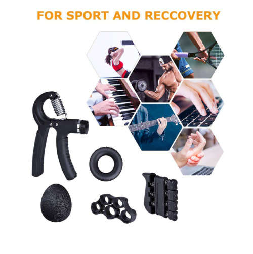 5 Pack Hand Grip Strengthener Finger Forearm Strength Exerciser Kit-Black