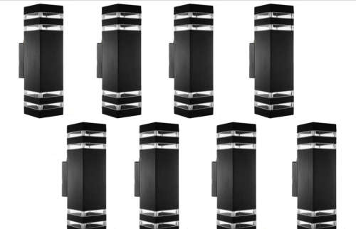 8 Bern Dual Light Outdoor Wall Lights - Black