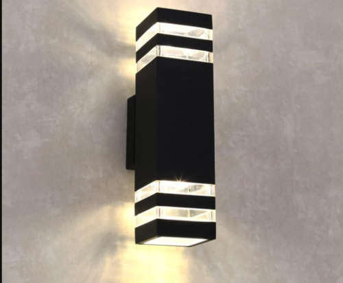 8 Bern Dual Light Outdoor Wall Lights - Black