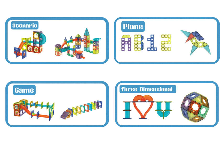 73 Pcs Magnetic Pipeline Tiles Magic Blocks 3D STEM Stacking Toys