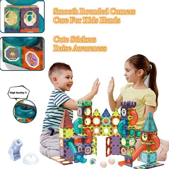 73 Pcs Magnetic Pipeline Tiles Magic Blocks 3D STEM Stacking Toys