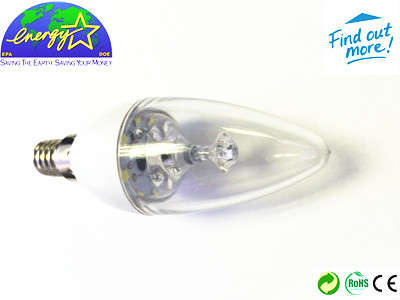 220V 3W E14 Warm White LED Candle Bulb 1 Year Warranty