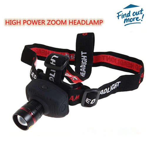 High Power CREE LED Zoom Headlamp - Ideal for Camping, Hunting, Fishing & Sport